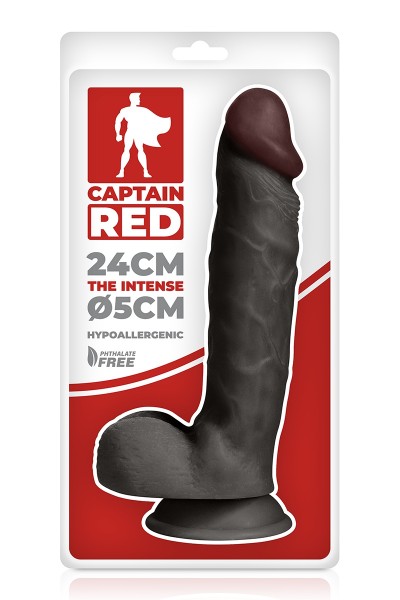 Gode réaliste The Intense Black 24 x 5 cm - Captain Red